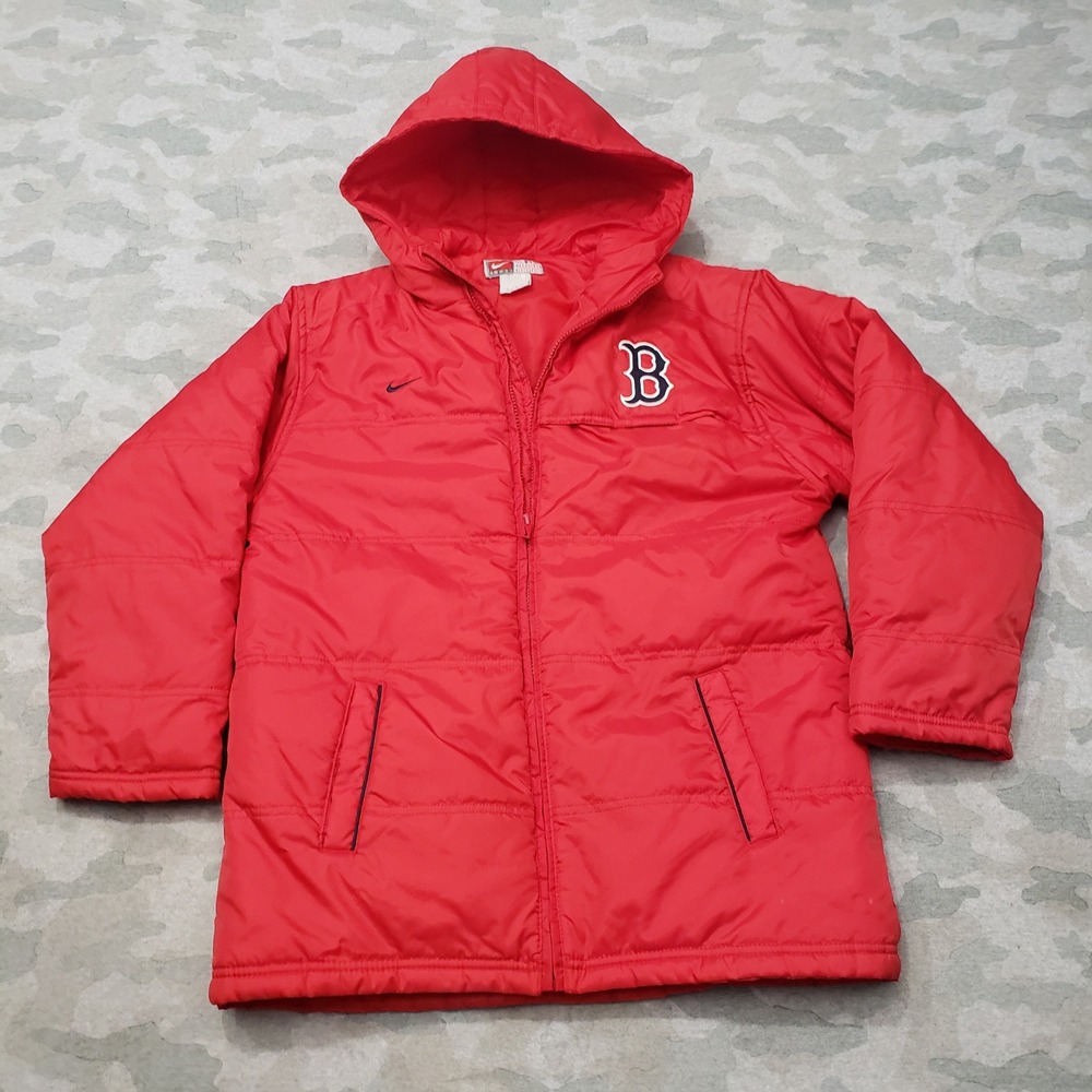 Vintage Boston Red Sox Jacket Mens Medium Red Hooded MLB Nike Baseball